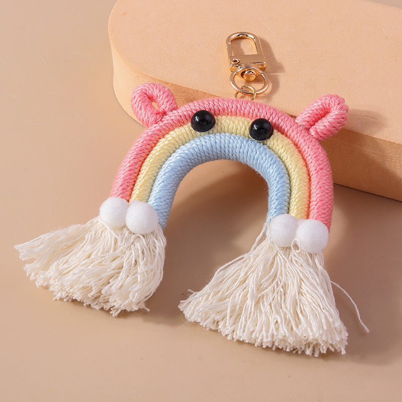 Wholesale Cartoon Rainbow Tassel Hand Knitted Keychain